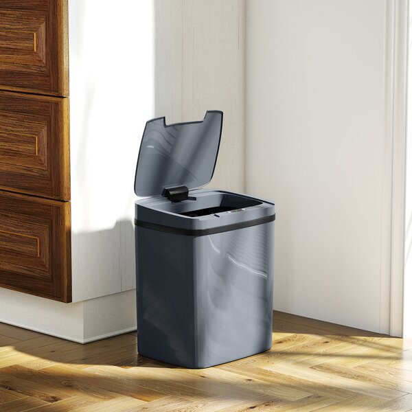 HOMCOM Cestino con Sensore 15L, Cestino Automatico con 2 Modalità di Apertura, per Ufficio e Cucina, 27,6x21,4x33,5 cm, Grigio | Aosom Italy