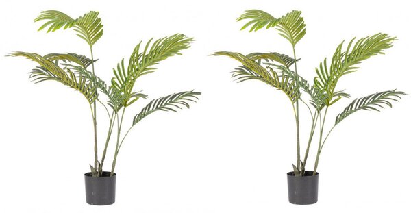 Set 2 Piante Artificiali di Kenzia Ø75x80 cm in Plastica con Vasi Verde