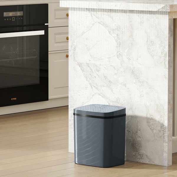 HOMCOM Cestino con Sensore 15L, Cestino Automatico con 2 Modalità di Apertura, per Ufficio e Cucina, 27,6x21,4x33,5 cm, Grigio | Aosom Italy