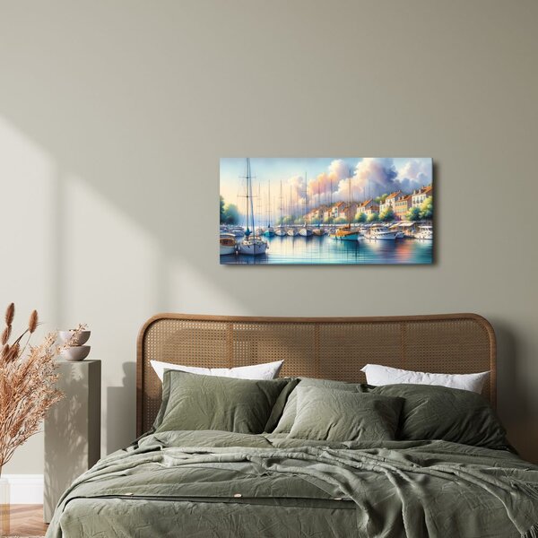 Quadro su tela – Porto con case colorate