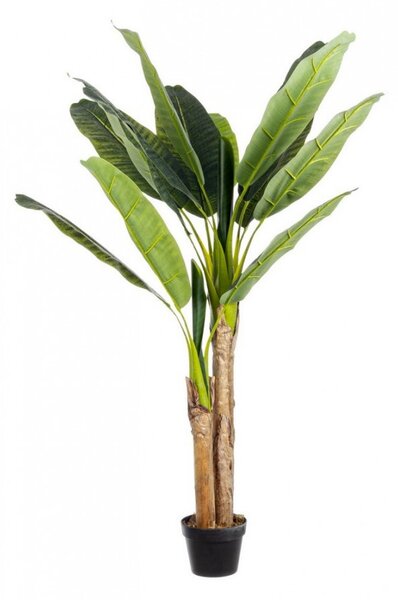 Set 2 Piante Artificiali di Banano 135 cm in Plastica con Vasi Verde