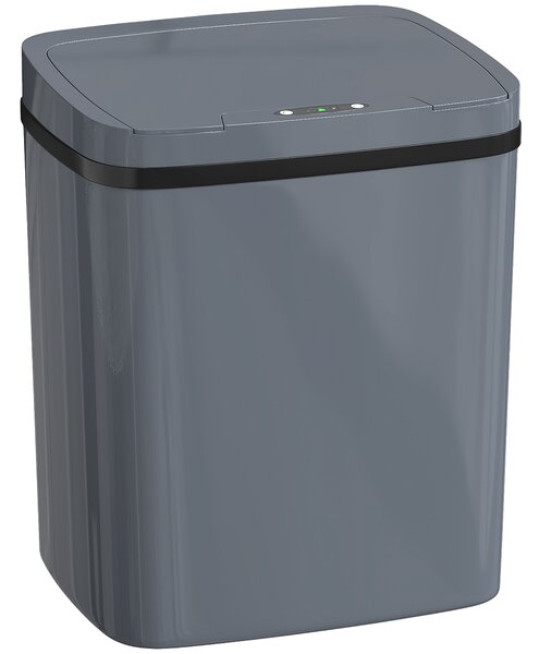 HOMCOM Cestino con Sensore 15L, Cestino Automatico con 2 Modalità di Apertura, per Ufficio e Cucina, 27,6x21,4x33,5 cm, Grigio | Aosom Italy