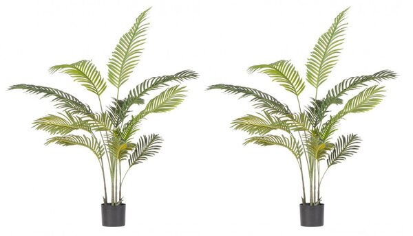 Set 2 Piante Artificiali di Kenzia Ø90x120 cm in Plastica con Vasi Verde