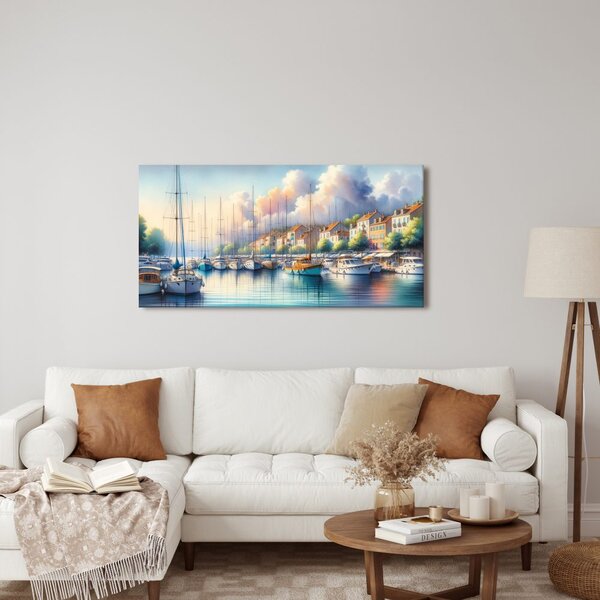 Quadro su tela – Porto con case colorate