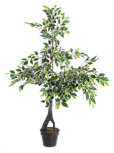 Set 2 Piante Artificiali di Ficus 120 h in Plastica con Vasi Verde