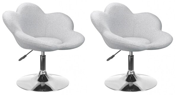 Set 2 Poltroncine da Soggiorno 69x55x69/81 cm in Schiuma Poliuretanica Fleur Cromo-Grigio Chiaro
