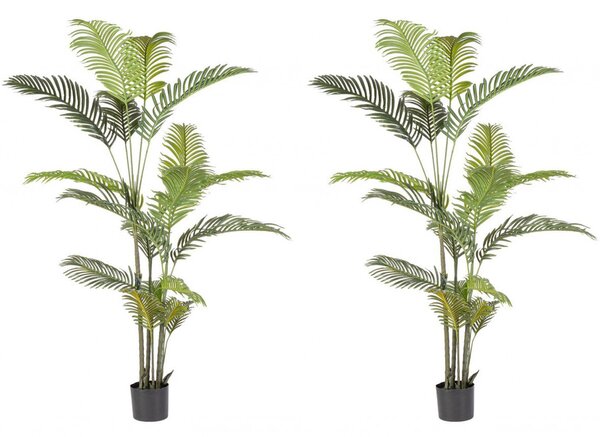 Set 2 Piante Artificiali di Kenzia Ø100x180 cm in Plastica con Vasi Verde