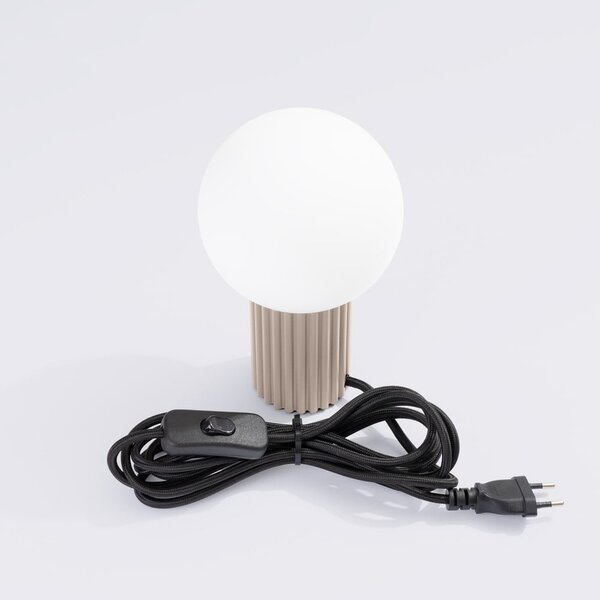 Lampada da tavolo grigio tortora con paralume in vetro (altezza totale 19 cm) Orbital – Sollux