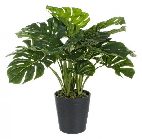 Set 2 Piante Artificiali di Filodendro 60x60x65 cm in Plastica con Vasi Verde