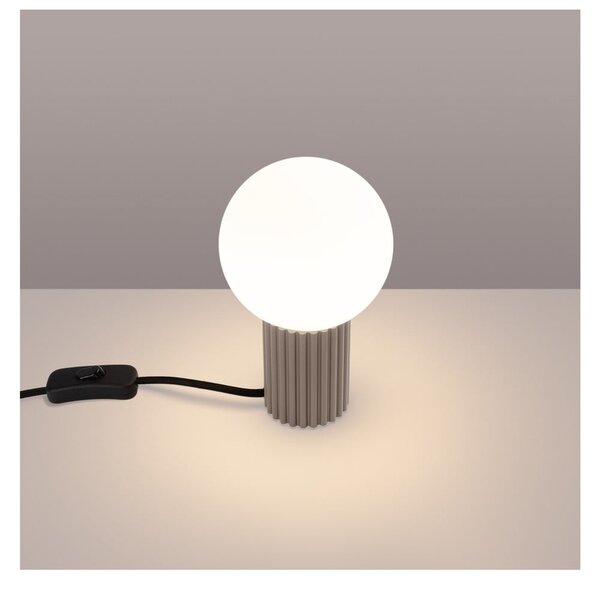 Lampada da tavolo grigio tortora con paralume in vetro (altezza totale 19 cm) Orbital – Sollux