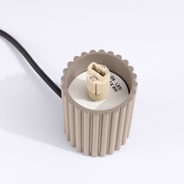 Lampada da tavolo grigio tortora con paralume in vetro (altezza totale 19 cm) Orbital – Sollux
