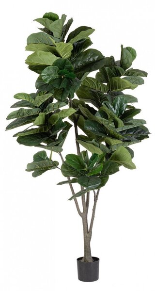Set 2 Piante Artificiali di Ficus Ø120x230 cm in Plastica con Vasi Verde