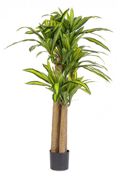 Set 2 Piante Artificiali Dracaena Ø110x150 cm in Plastica con Vasi Verde