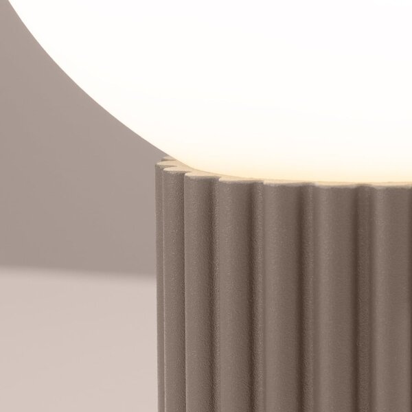 Lampada da tavolo grigio tortora con paralume in vetro (altezza totale 19 cm) Orbital – Sollux