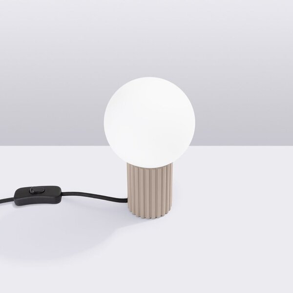 Lampada da tavolo grigio tortora con paralume in vetro (altezza totale 19 cm) Orbital – Sollux