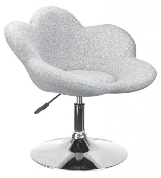 Set 2 Poltroncine da Soggiorno 69x55x69/81 cm in Schiuma Poliuretanica Fleur Cromo-Grigio Chiaro