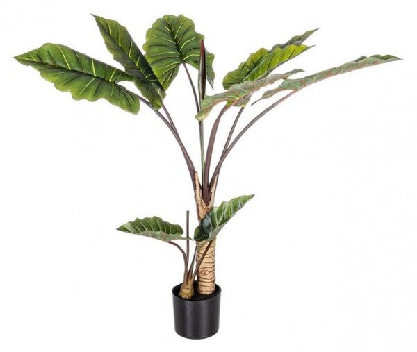 Set 2 Piante Artificiali Dieffenbachia Ø100x134 cm in Plastica con Vasi Verde