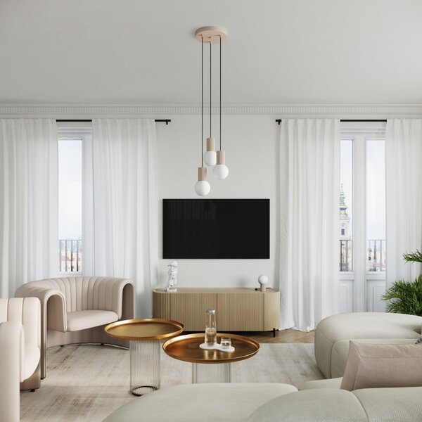 Lampada da tavolo grigio tortora con paralume in vetro (altezza totale 19 cm) Orbital – Sollux