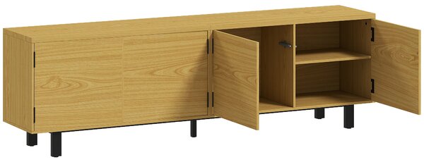 HOMCOM Mobile TV 180 cm, Mobile per Televisori da 208,3 cm con 4 Ante ad Apertura a Pressione, 180x35x55,5 cm, Effetto Legno Naturale | Aosom Italy