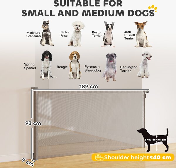 PawHut Barriera di Sicurezza per Cani Retrattile Estendibile fino a 180 cm di Larghezza, per Scale e Porte, Grigio | Aosom Italy