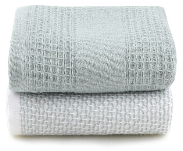 Set di asciugamani goffrati color menta/grigi 2 pz 40x60 cm Betty – Foutastic
