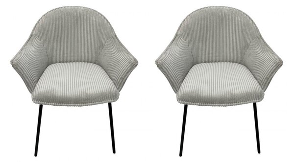 Set 2 Sedie con Braccioli 66x64x83 cm in Poliestere Cassidy Nero-Grigio Chiaro