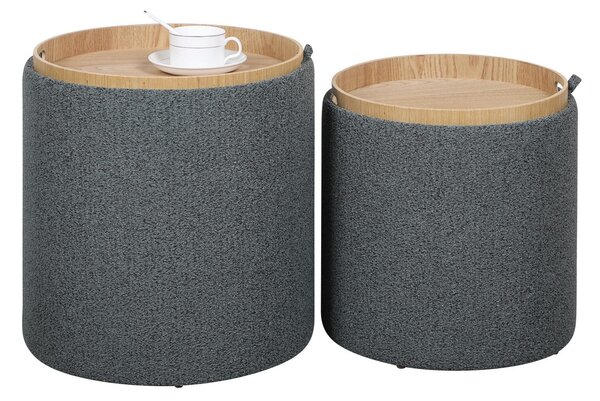 Set 2 Pouf con Contenitore in Poliestere Sasha Dark
