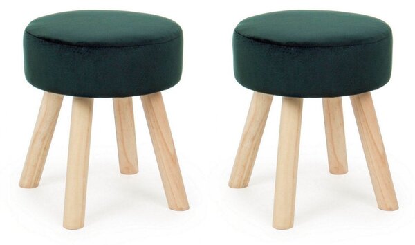 Set 2 Sgabelli 34x34x38 cm in Velluto Adeline Jungle