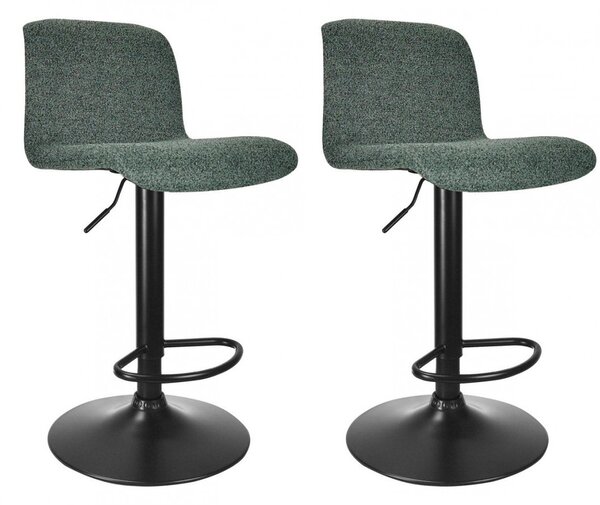 Set 2 Sgabelli Bar 41x46x86/107 cm in Poliestere Rafael Nero-Verde Scuro