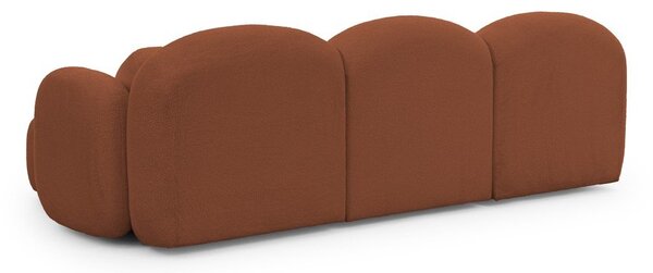 Divano angolare color terracotta (con penisola a destra/con chaise lounge) con rivestimento in bouclé Orbit – Ropez