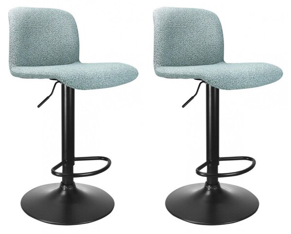 Set 2 Sgabelli Bar 41x46x86/107 cm in Poliestere Rafael Nero-Acquamarina