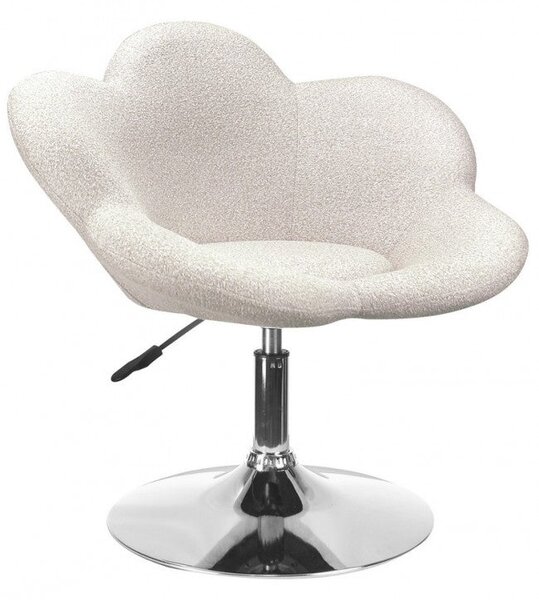 Set 2 Poltroncine da Soggiorno 69x55x69/81 cm in Schiuma Poliuretanica Fleur Cromo-Beige