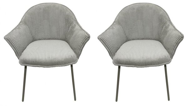 Set 2 Sedie con Braccioli 66x64x83 cm in Poliestere Cassidy Warm-Grigio Chiaro