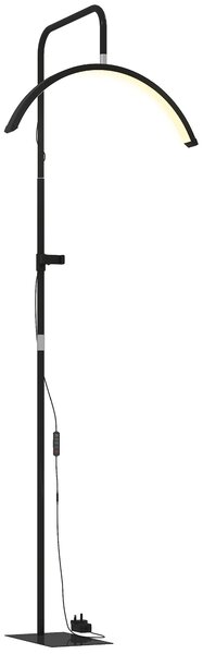 HOMCOM Lampada da Terra LED con Testa a Mezza Luna, Altezza e Temperatura Colore Regolabili, Telecomando, Nero | Aosom Italy