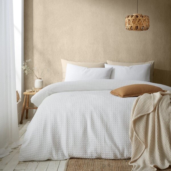 Biancheria da letto bianca per letto matrimoniale 200x200 cm Muscat Waffle – Pineapple Elephant