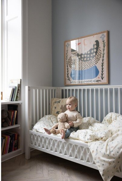 Set copripiumino e federa da bambini color crema in cotone organico per culla 100x140 cm Blueberries – Cam Cam Copenhagen