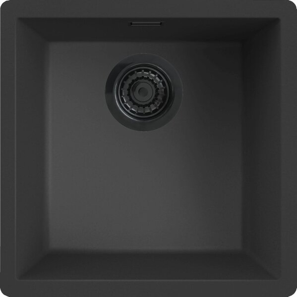 REGINOX R40256 Lavello in granito "Regi Granite" modello MESSINA, 40 cm, colore nero, adatto a mobili da 45 cm di larghezza, con bordo a filo