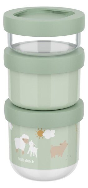 Portapranzo per bambini verde chiaro in plastica 3 pz Little Farm by Little Dutch – Mepal