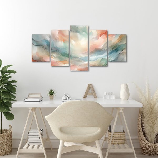 Quadri 5 pezzi – Paesaggio onirico pastello