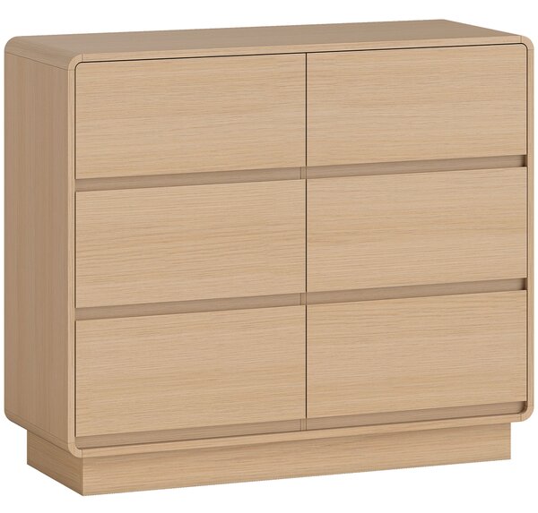 HOMCOM Credenza con 6 cassetti per cucina, soggiorno, mobile buffet per sala da pranzo, 100x38x86 cm, legno naturale | Aosom Italy