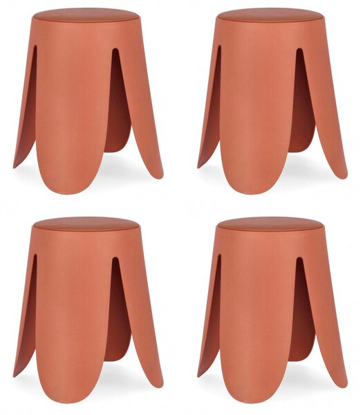 Set 4 Sgabelli Ø37x47 cm in Similpelle Imogen Terracotta