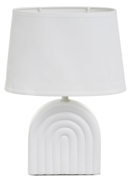 Lampada da tavolo in ceramica bianca con paralume in tessuto (altezza 31 cm) - Casa Selección