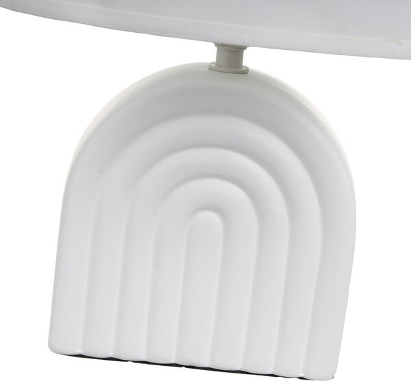 Lampada da tavolo in ceramica bianca con paralume in tessuto (altezza 31 cm) - Casa Selección