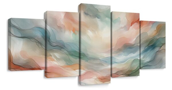 Quadri 5 pezzi – Paesaggio onirico pastello