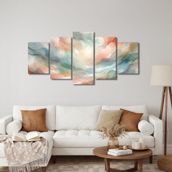 Quadri 5 pezzi – Paesaggio onirico pastello