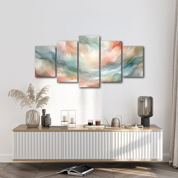 Quadri 5 pezzi – Paesaggio onirico pastello