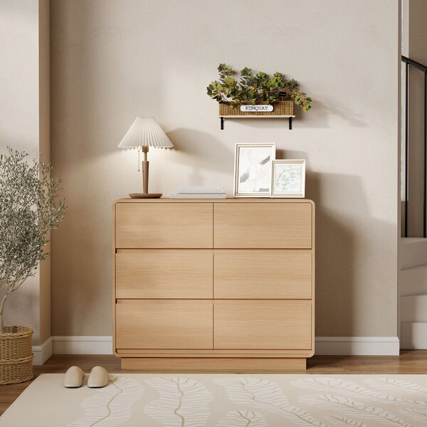 HOMCOM Credenza con 6 cassetti per cucina, soggiorno, mobile buffet per sala da pranzo, 100x38x86 cm, legno naturale | Aosom Italy