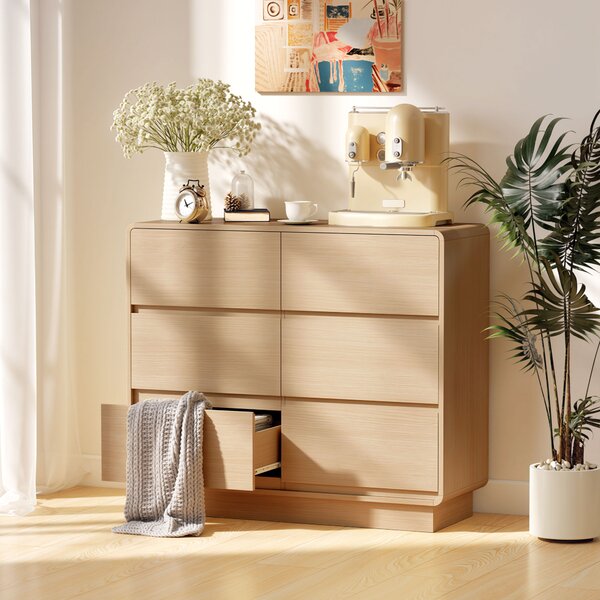 HOMCOM Credenza con 6 cassetti per cucina, soggiorno, mobile buffet per sala da pranzo, 100x38x86 cm, legno naturale | Aosom Italy