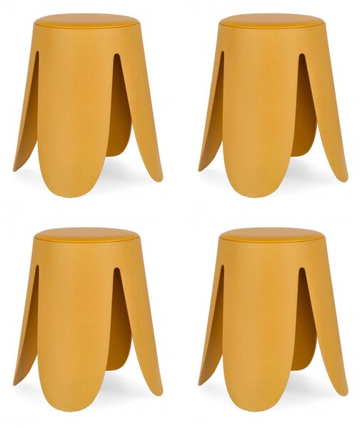 Set 4 Sgabelli Ø37x47 cm in Similpelle Imogen Senape