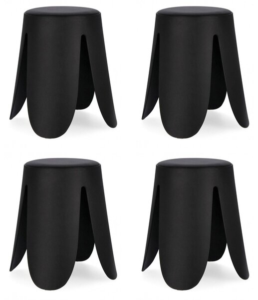 Set 4 Sgabelli Ø37x47 cm in Similpelle Imogen Nero